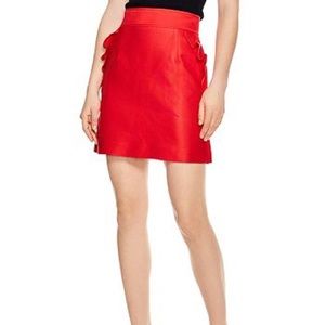 Sandro Fanette Ruffled A line mini skirt, red